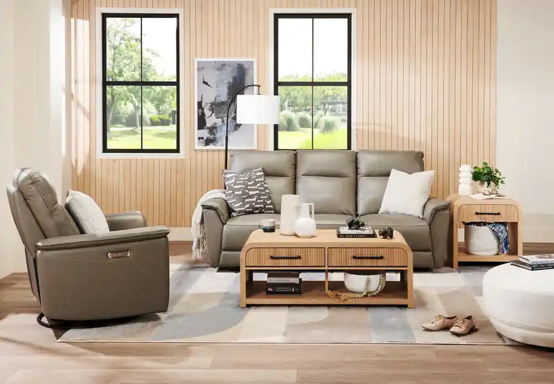 Canapé inclinable électrique en cuir véritable avec appuie-tête électriques
