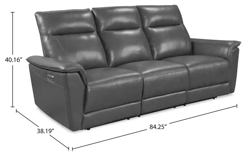 Canapé inclinable électrique en cuir véritable avec appuie-tête électriques