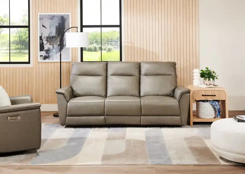 Canapé inclinable électrique en cuir véritable avec appuie-tête électriques