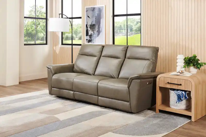 Canapé inclinable électrique en cuir véritable avec appuie-tête électriques