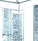 Table d'appoint 18 Glam miroir et plateau en verre avec étagère - Métal argenté avec pieds aspect diamant