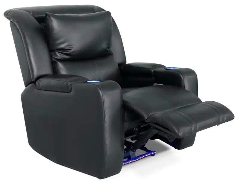 36.50 Fauteuil inclinable électrique en similicuir avec appuie-tête motorisé et deux porte-gobelets