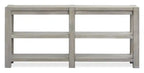 Table de canapé contemporaine en bois massif avec étagères - Gris Calico 64 po