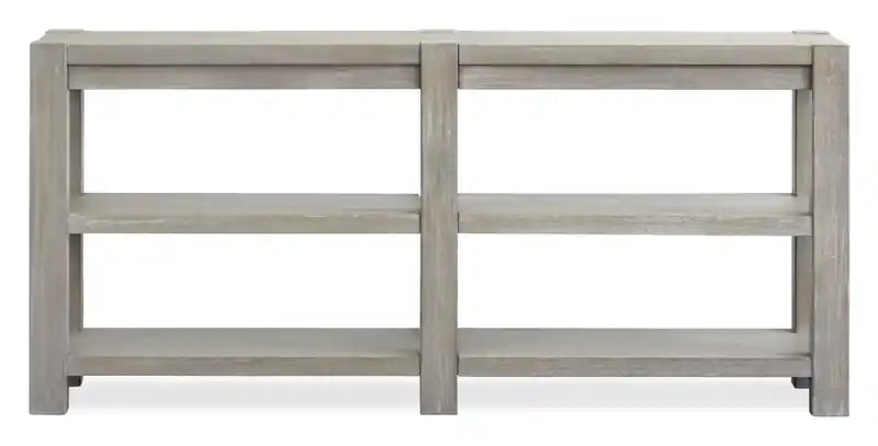 Table de canapé contemporaine en bois massif avec étagères - Gris Calico 64 po