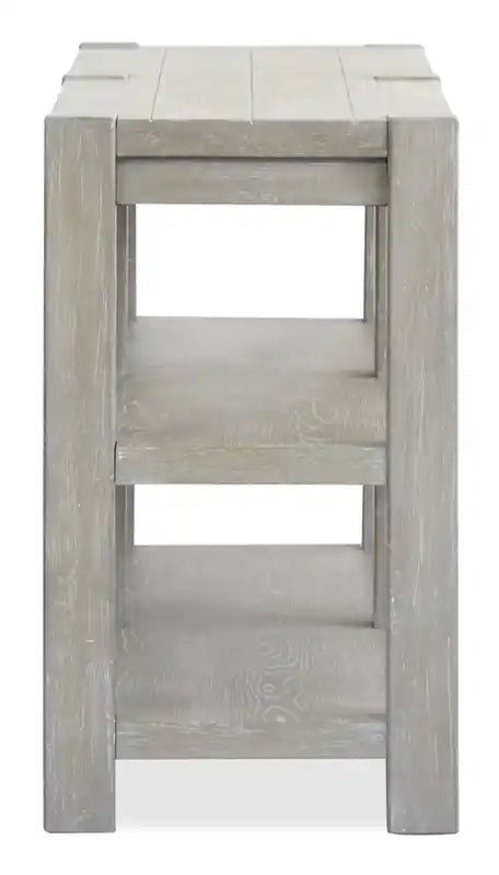 Table de canapé contemporaine en bois massif avec étagères - Gris Calico 64 po