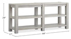 Table de canapé contemporaine en bois massif avec étagères - Gris Calico 64 po