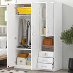 Armoire de rangement en bois à 2 portes de 120 cm avec étagères et 3 tiroirs