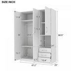 Armoire de rangement en bois à 2 portes de 120 cm avec étagères et 3 tiroirs