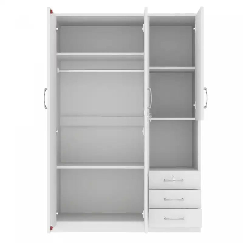 Armoire de rangement en bois à 2 portes de 120 cm avec étagères et 3 tiroirs