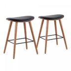 LumiSource Saddle Black Faux Leather Mid-Century Modern Counter-Height Stool