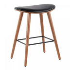 Tabouret de comptoir mi-siècle moderne en similicuir noir Saddle