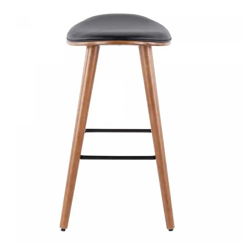 Tabouret de comptoir mi-siècle moderne en similicuir noir Saddle