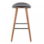 Tabouret de comptoir mi-siècle moderne en similicuir noir Saddle
