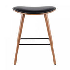 Tabouret de comptoir mi-siècle moderne en similicuir noir Saddle
