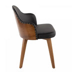 Chaise de salle à manger mi-siècle en similicuir - Noyer/Noir