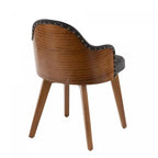 Chaise de salle à manger mi-siècle en similicuir - Noyer/Noir