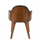 Chaise de salle à manger mi-siècle en similicuir - Noyer/Noir