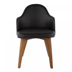 Chaise de salle à manger mi-siècle en similicuir - Noyer/Noir