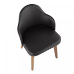 Chaise de salle à manger mi-siècle en similicuir - Noyer/Noir