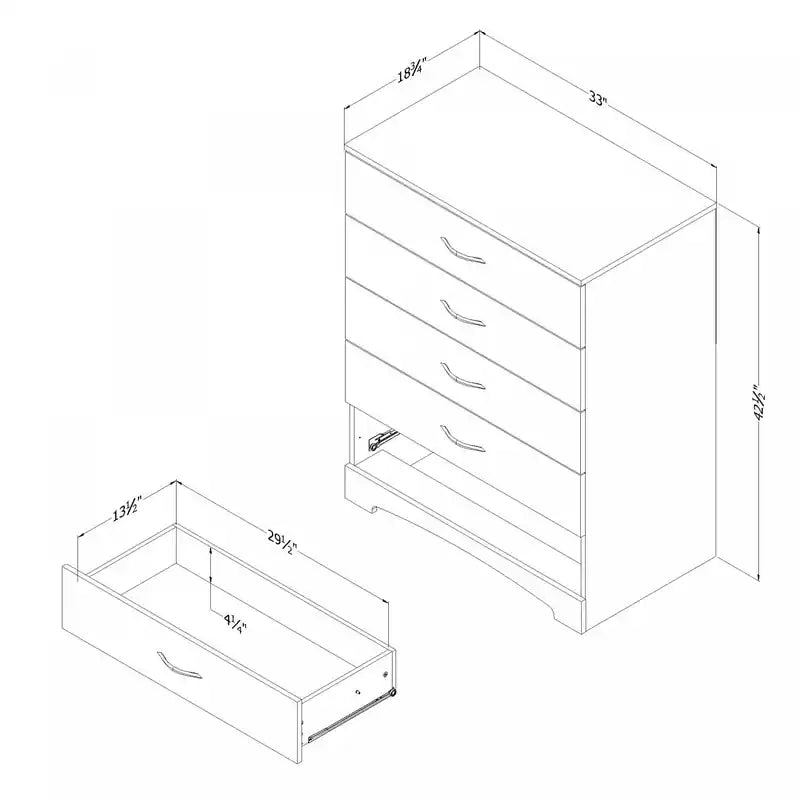 Commode 5 tiroirs - Chêne gris