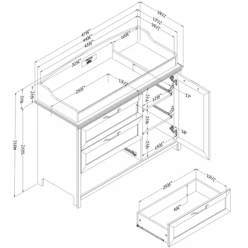 Table à langer avec contour amovible - Blanc pur