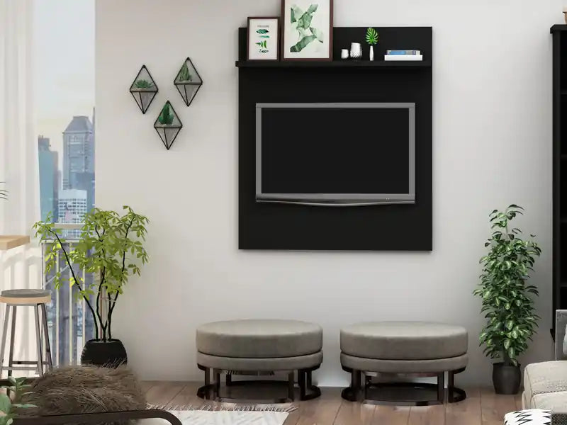 35,43 Panneau TV Mid-Century Modern avec étagère décorative supérieure