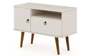 Manhattan Comfort Tribeca 35.43 Mid-Century Modern TV Stand with Solid Wood Legs - Off White
