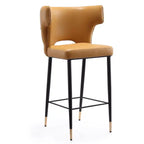 Manhattan Comfort Holguin 37 Counter Height Barstool with Tufted Back Buttons - Saddle