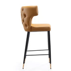 Tabouret de bar de 37 po avec dossier capitonné et boutons - Selle