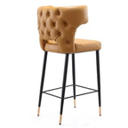 Tabouret de bar de 37 po avec dossier capitonné et boutons - Selle