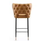 Tabouret de bar de 37 po avec dossier capitonné et boutons - Selle