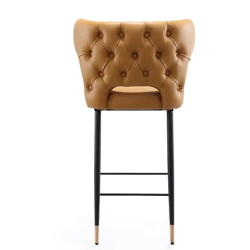 Tabouret de bar de 37 po avec dossier capitonné et boutons - Selle