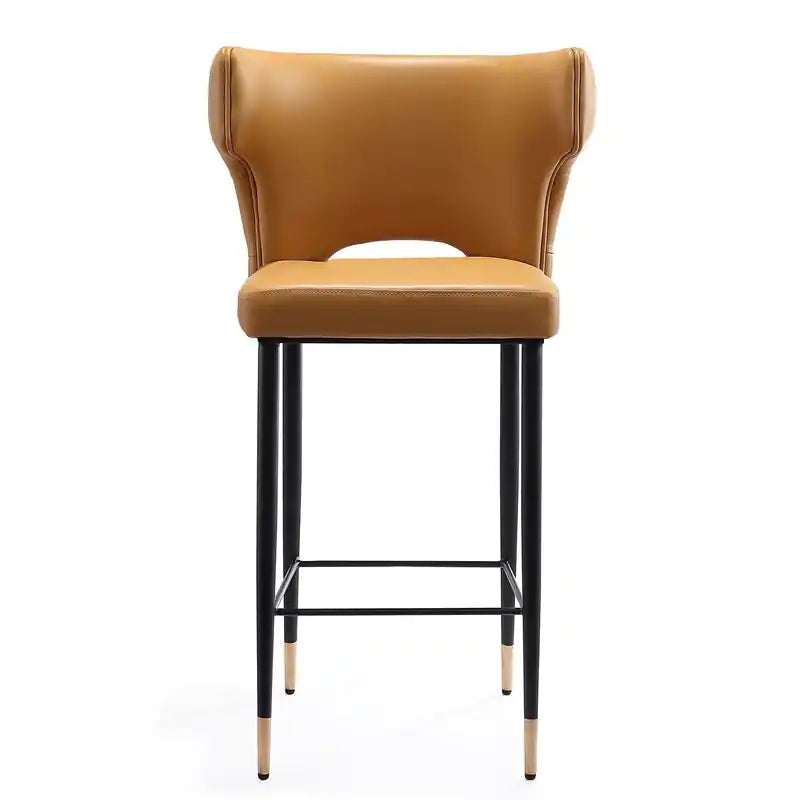 Tabouret de bar de 37 po avec dossier capitonné et boutons - Selle