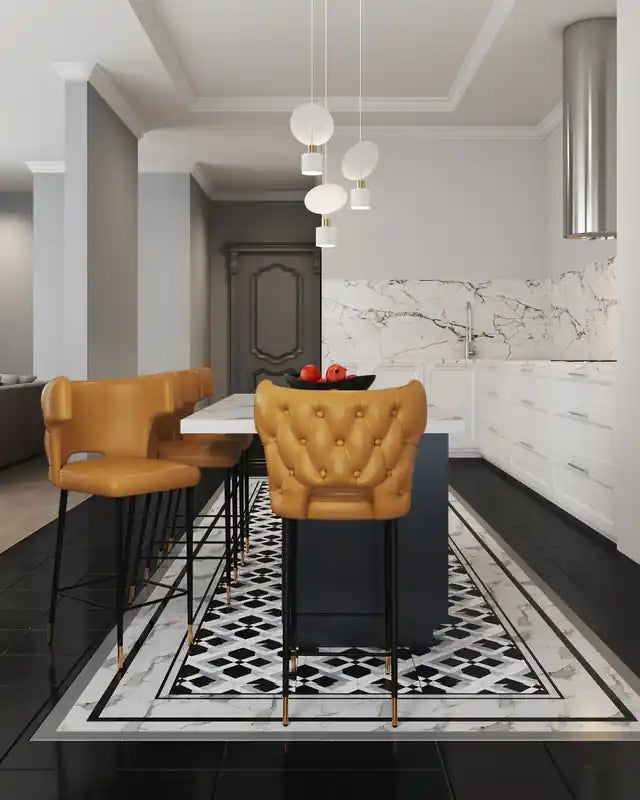 Tabouret de bar de 37 po avec dossier capitonné et boutons - Selle