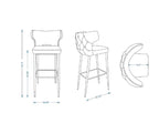 Tabouret de bar de 37 po avec dossier capitonné et boutons - Selle