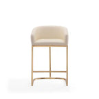 Tabouret de bar hauteur comptoir en acier inoxydable 36", crème et or titane