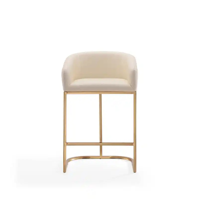 Tabouret de bar hauteur comptoir en acier inoxydable 36", crème et or titane
