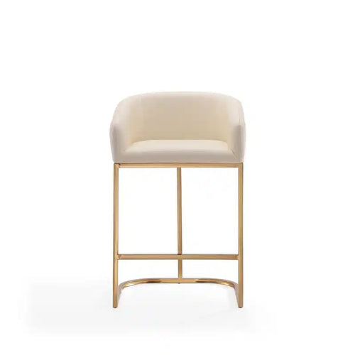 Tabouret de bar hauteur comptoir en acier inoxydable 36", crème et or titane