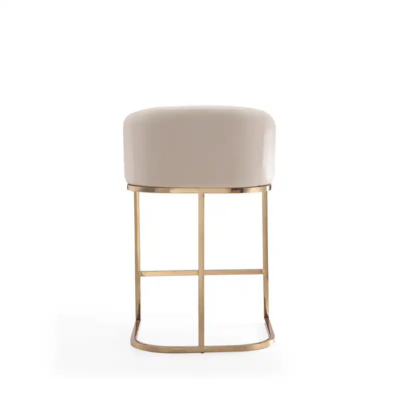 Tabouret de bar hauteur comptoir en acier inoxydable 36", crème et or titane