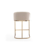 Tabouret de bar hauteur comptoir en acier inoxydable 36", crème et or titane