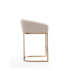 Tabouret de bar hauteur comptoir en acier inoxydable 36", crème et or titane