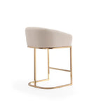 Tabouret de bar hauteur comptoir en acier inoxydable 36", crème et or titane