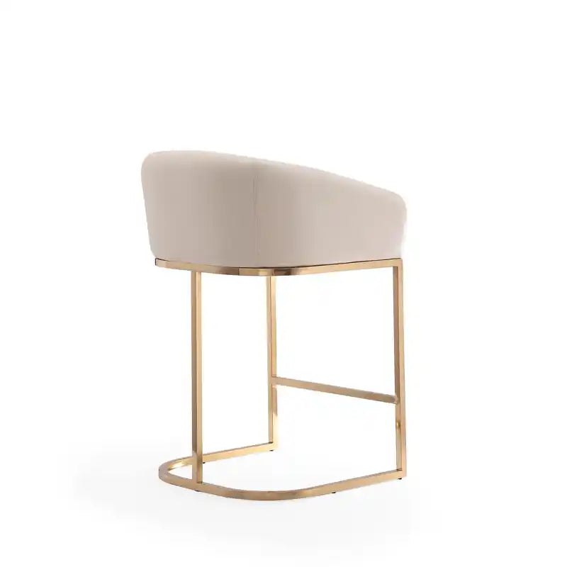Tabouret de bar hauteur comptoir en acier inoxydable 36", crème et or titane