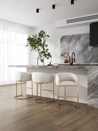 Tabouret de bar hauteur comptoir en acier inoxydable 36", crème et or titane