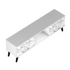 62.20 Meuble TV moderne du milieu du siècle - Blanc et motif marbre