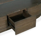 Table basse ronde moderne en bois massif de 60 cm avec rangement - Porpoise