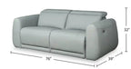 Canapé inclinable électrique en cuir véritable 76 avec appuie-tête électriques et ports USB - Bleu Spa