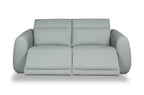 Canapé inclinable électrique en cuir véritable 76 avec appuie-tête électriques et ports USB - Bleu Spa