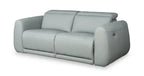 Canapé inclinable électrique en cuir véritable 76 avec appuie-tête électriques et ports USB - Bleu Spa