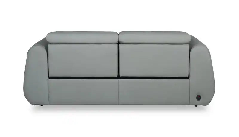 Canapé inclinable électrique en cuir véritable 76 avec appuie-tête électriques et ports USB - Bleu Spa